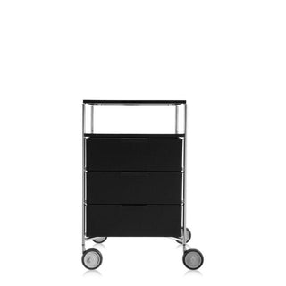Kartell Mobil chest of drawers with 3 drawers, 1 shelf and wheels Kartell Glossy smoke grey L8 - Buy now on ShopDecor - Discover the best products by KARTELL design